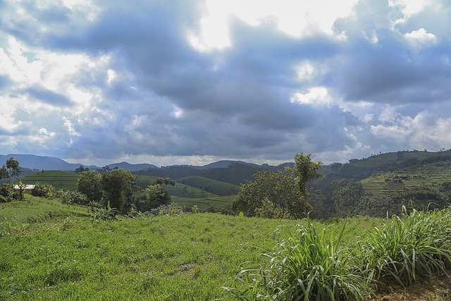 Sky view of hills of Rwanda