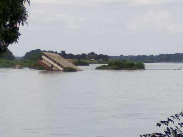 Sunken boat on the White Nile , Juba South Sudan